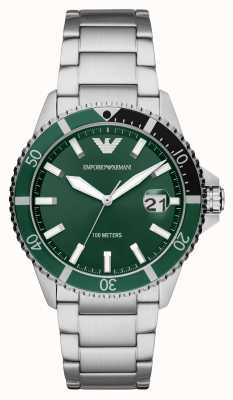 Emporio Armani Plongeur homme | cadran vert | bracelet en acier inoxydable AR11338