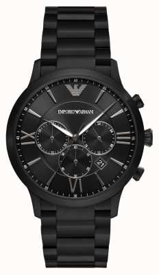 Emporio Armani Hommes | cadran chronographe noir | bracelet en acier inoxydable noir AR11349
