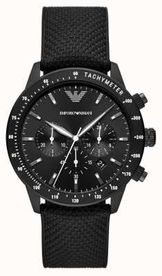 Emporio Armani Hommes | cadran chronographe noir | bracelet en tissu noir AR11453