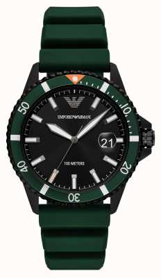 Emporio Armani Hommes | cadran noir | bracelet en silicone vert AR11464