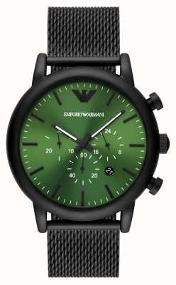 Emporio Armani Luigi homme | cadran vert | bracelet en maille d'acier noir AR11470