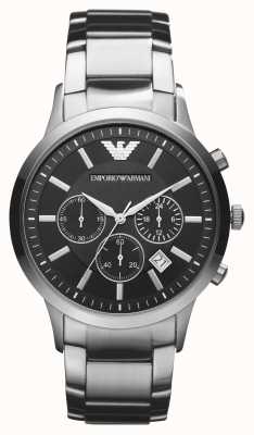 Emporio Armani Hommes | cadran chronographe noir | bracelet en acier inoxydable AR2434