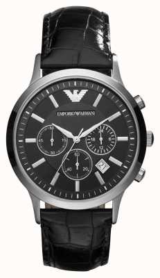 Emporio Armani Hommes | cadran chronographe noir | bracelet en cuir noir AR2447