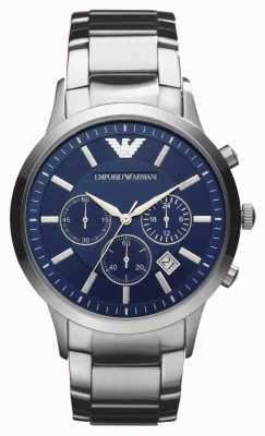 Emporio Armani Renato homme | cadran chronographe bleu | bracelet en acier inoxydable AR2448
