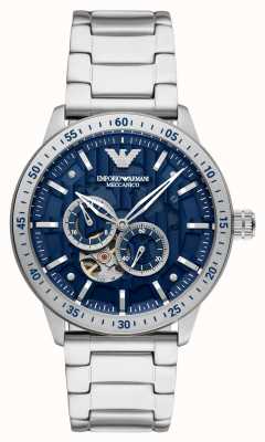 Emporio Armani Automatique pour hommes | cadran bleu | bracelet en acier inoxydable AR60052
