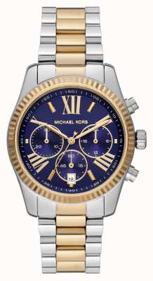 Michael Kors Montre chronographe pour femme à cadran bleu Lexington MK7218