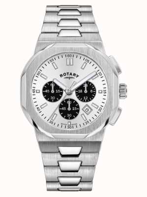 Rotary Régent masculin | cadran chronographe argenté | bracelet en acier inoxydable GB05450/59