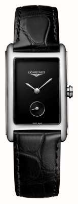 LONGINES Montre Dolcevita cadran noir bracelet cuir noir L55124502