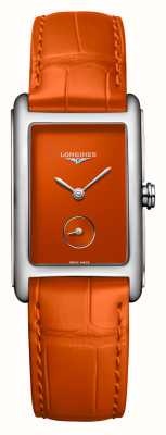 LONGINES Montre Dolcevita cadran orange bracelet cuir orange L55124922