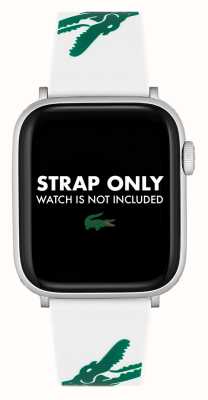 Lacoste Bracelet Apple Watch (42/44/45mm) silicone blanc et vert 2050016