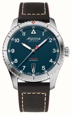 Alpina Pilote Startimer | cadran bleu | bracelet en cuir marron AL-525NW4S26