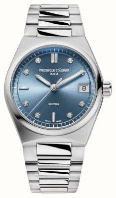 Frederique Constant Bracelet en acier inoxydable cadran bleu quartz Highlife pour femme FC-240LND2NH6B