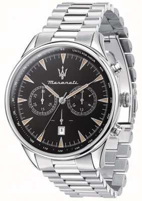 Maserati Tradition masculine | cadran chronographe noir | bracelet en acier inoxydable R8873646004