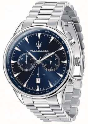 Maserati Tradition masculine | cadran chronographe bleu | bracelet en acier inoxydable R8873646005