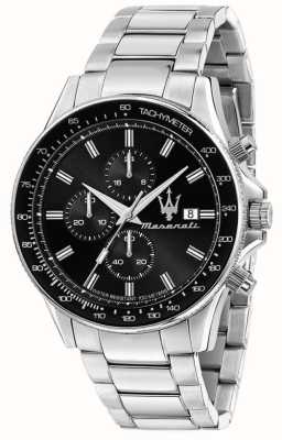 Maserati Sfida pour hommes | cadran chronographe noir | bracelet en acier inoxydable R8873640015