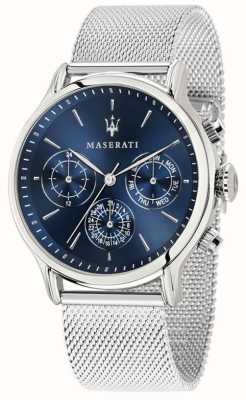 Maserati Époque masculine | cadran chronographe bleu | bracelet en maille d'acier R8853118019