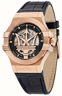 Maserati Potence | automatique | bracelet en cuir noir R8821108039
