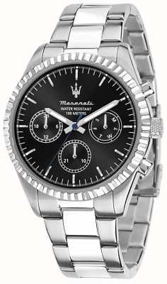 Maserati Compétition hommes | cadran chronographe noir | bracelet en acier inoxydable R8853100023