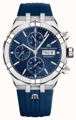 Maurice Lacroix Aikon chronographe automatique 44mm bracelet caoutchouc bleu AI6038-SS000-430-4