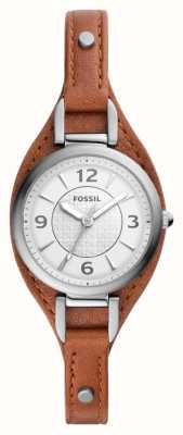 Fossil Femme | cadran blanc | bracelet en cuir écologique marron ES5214