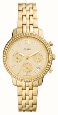 Fossil Neutre femme | cadran chronographe en or | bracelet en acier inoxydable doré ES5219