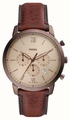 Fossil Hommes neutres | cadran chronographe beige | bracelet en cuir écologique marron FS5941