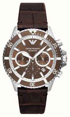 Emporio Armani Montre homme chronographe cadran marron bracelet cuir marron AR11486