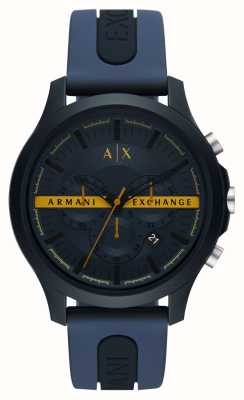 Armani Exchange Chronographe cadran bleu foncé | bracelet en silicone bleu AX2441