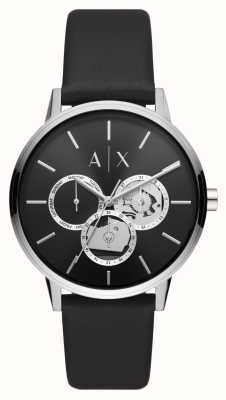 Armani Exchange Hommes | cadran noir | montre bracelet cuir noir AX2745