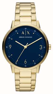 Armani Exchange Cadran bleu | bracelet plaqué or pvd AX2749