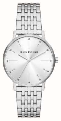 Armani Exchange Cadran serti de cristaux argentés | bracelet en acier inoxydable AX5578