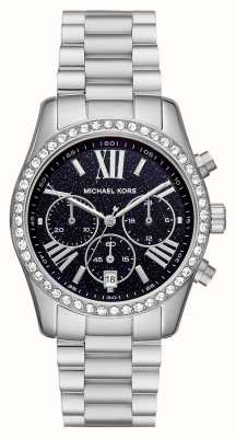 Michael Kors Montre femme Lexington en acier inoxydable avec cadran noir pailleté MK7277