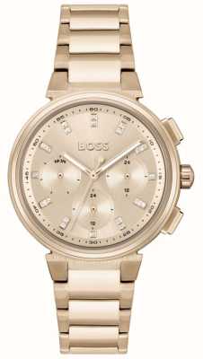 BOSS Un | bracelet femme en acier plaqué or rose | cadran rose 1502678