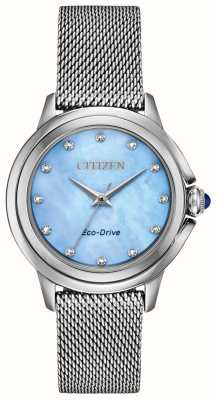 Citizen Cadran diamant eco-drive pour femme en maille d'acier EM0790-55N