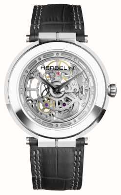 Herbelin Newport slim mécanique squelette (42mm) cadran squelette / bracelet cuir noir 1222SQ75