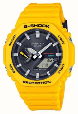 Casio Montre homme bluetooth g-shock jaune à énergie solaire avec bracelet en résine GA-B2100C-9AER