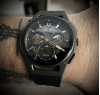 Customer picture of Bulova Chronographe curv homme bracelet cuir noir or rose 98A162